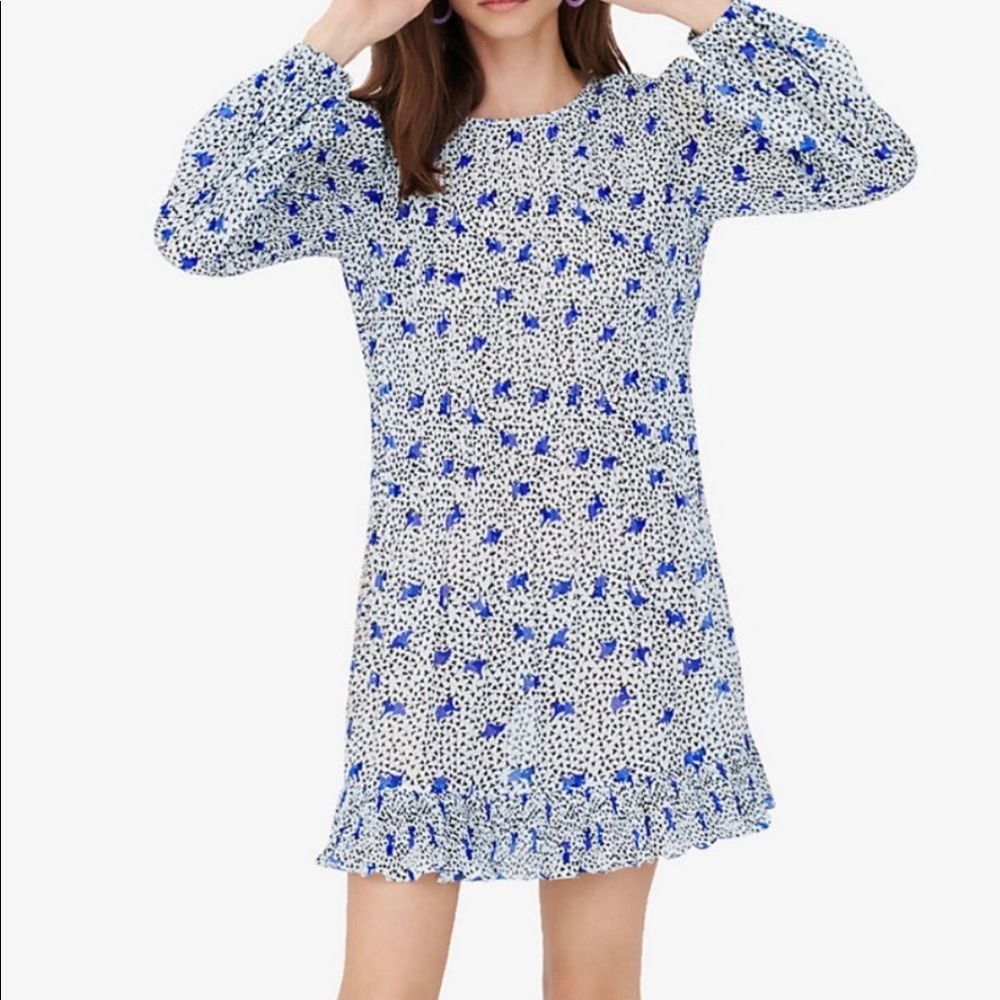 Maje Pleated Muslin Print Dress